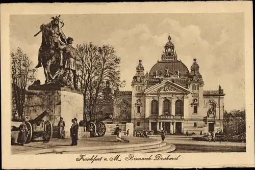 Ak Frankfurt am Main, Bismarck-Denkmal, Platz, Kanonen