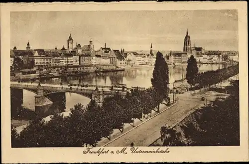 Ak Frankfurt am Main, Untermainbrücke, Kirche, Panorama