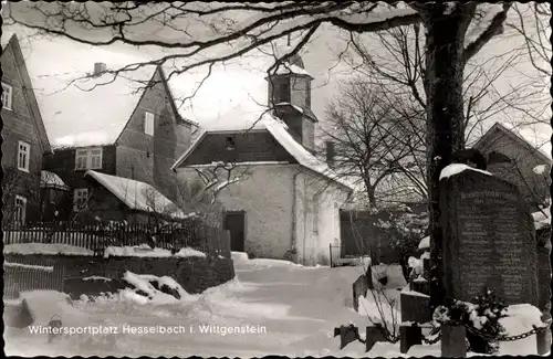 Ak Hesselbach Bad Laasphe in Westfalen, Pension Lindenhof, Winteransicht