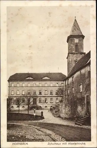 Ak Hornbach in der Pfalz, Schulhaus mit Klosterkirche