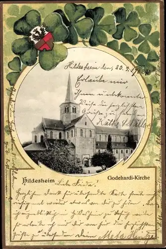 Passepartout Ak Hildesheim in Niedersachsen, Godehardi Kirche, Wappen