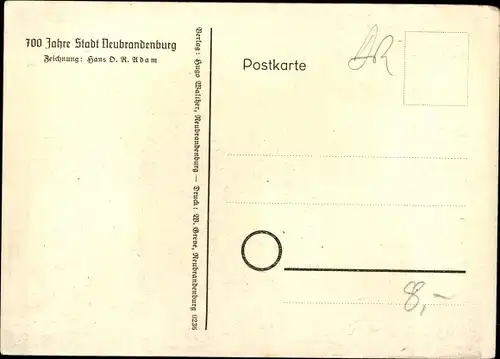 Künstler Ak Hans D. R. Adam, Neubrandenburg um 1248