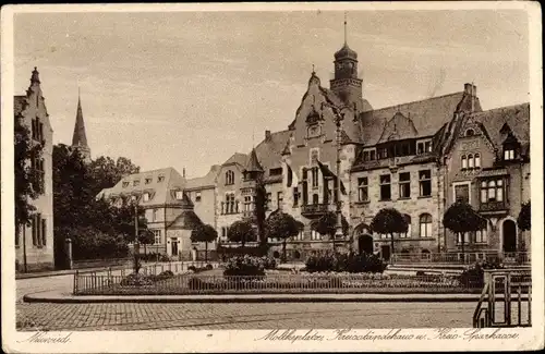 Ak Neuwied am Rhein, Moltkeplatz, Kreisständehaus, Kreissparkasse