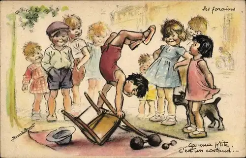 Künstler Ak Bouret, Germaine, les forains, Junger Akrobat