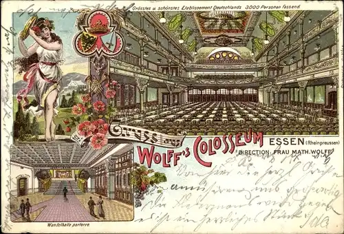Litho Essen im Ruhrgebiet,  Etablissement Wolff's Colosseum, Innenansicht