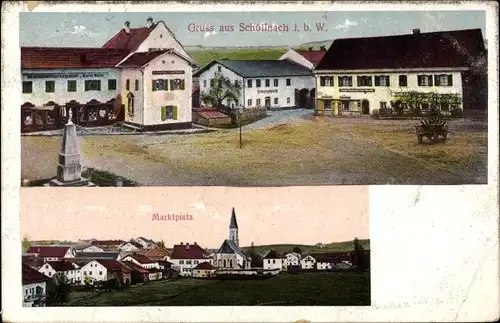 Ak Schöllnach in Niederbayern, Gasthaus, Marktplatz