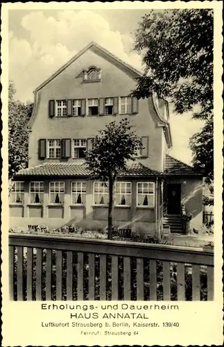 Ak Strausberg in Brandenburg, Erholungshaus und Dauerheim Haus Annatal, Kaiserstraße 139/40