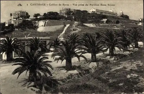 Ak Carthage Karthago Tunesien, Collines de Byrsa, Pavillon Beau Sejour