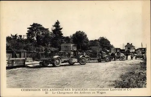 Ak Angers Maine et Loire, Commission des Ardoisieres, Le Chargement des Ardoises en Wagon