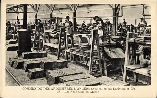 Ak Angers Maine et Loire, Commission des Ardoisieres, Les Fendeuses en Atelier