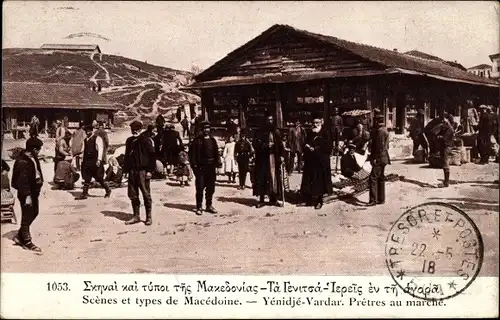 Ak Yenidje Vardar Giannitsa Griechenland, Scenes et types de Macedonie, Pretes au marché, Marktszene