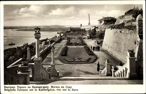 Ak Beograd Belgrad Serbien, Terrasse sur la Kalemegdan