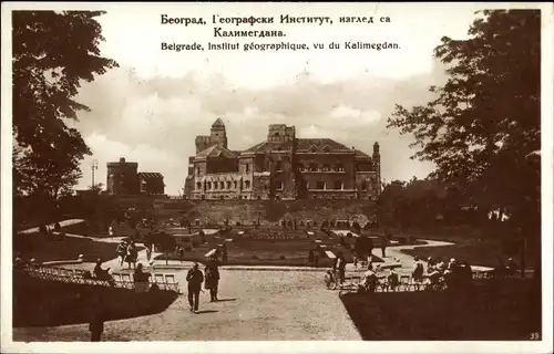 Ak Beograd Belgrad Serbien, Institut geographique, vu du Kalemegdan