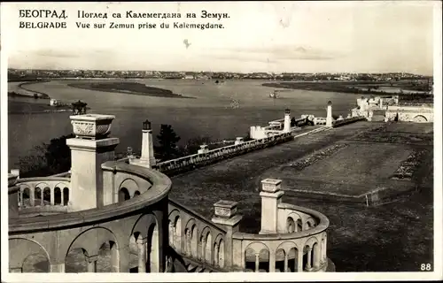 Ak Belgrad Serbien, Vue sur Zemun prise du Kalemegdane, Terrasse, Fluss