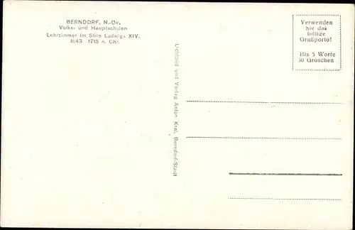 Ak Berndorf Niederösterreich, Volks- und Hauptschulen, Lehrerzimmer