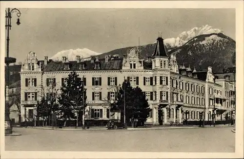 Ak Meran Merano Südtirol, Hotel Bellevue, Straßenpartie