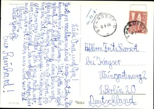 Ak Spangereid Norwegen, Gesamtansicht