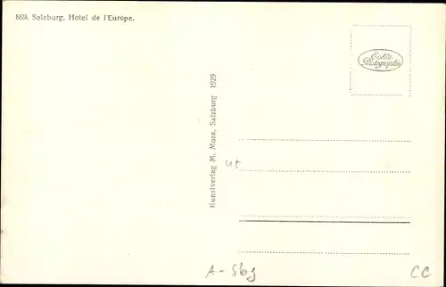 Ak Salzburg in Österreich, Hotel de l'Europe