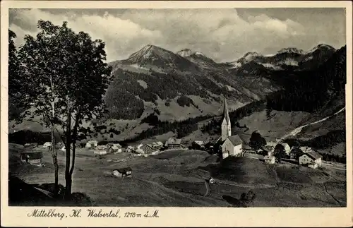 Ak Mittelberg im Kleinwalsertal Vorarlberg, Ort mit Umgebung