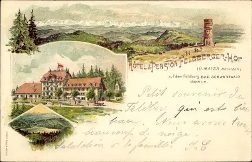 Litho Feldberg Schwarzwald Baden Württemberg, Feldbergturm, Hotel Feldberger Hof