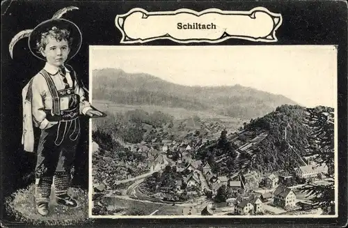 Passepartout Ak Schiltach im Schwarzwald, Blick auf den Ort