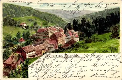 Künstler Litho Biese, C., Bad Rippoldsau Schapbach im Schwarzwald, Teilansicht des Ortes