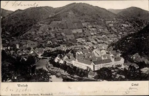 Ak Wolfach im Schwarzwald, Totalansicht der Ortschaft