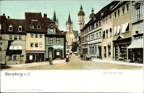 Ak Naumburg an der Saale, Steinweg, Dom, Geschäfte, Brauerei