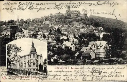 Ak Königstein im Taunus Hessen, Panorama vom Ort, Hotel Restaurant Procasty