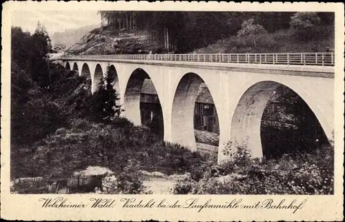Ak Welzheim in Württemberg, Welzheimer Wald, Viadukt bei Laufenmühle mit Bahnhof