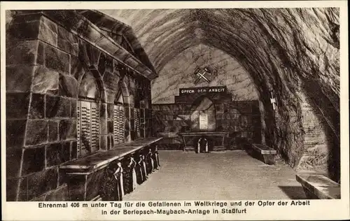 Ak Staßfurt Sachsen Anhalt, Ehrenmal 406 m unter Tage für die Gefallenen im Weltkrieg