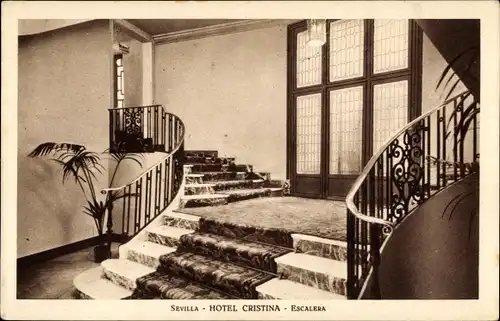 Ak Sevilla Andalusien, Hotel Cristina, Escalera