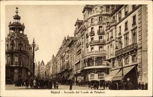 Ak Madrid Spanien, Avenida del Conde de Peñalver, Straßenpartie, Passanten