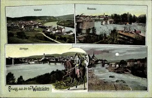 Ak Waldshut Tiengen am Hochrhein Baden Wüttemberg, Rheinfelden, Säckingen, Laufenburg