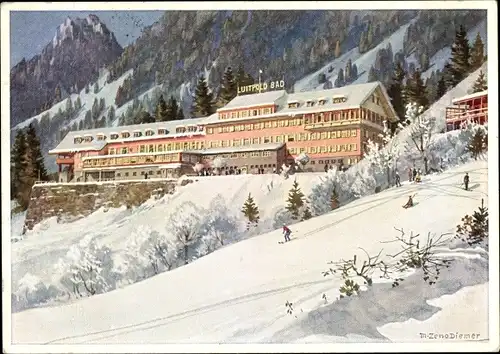 Künstler Ak Diemer, Zeno, Bad Oberdorf Bad Hindelang im Oberallgäu, Luitpoldbad, Winteransicht, Ski