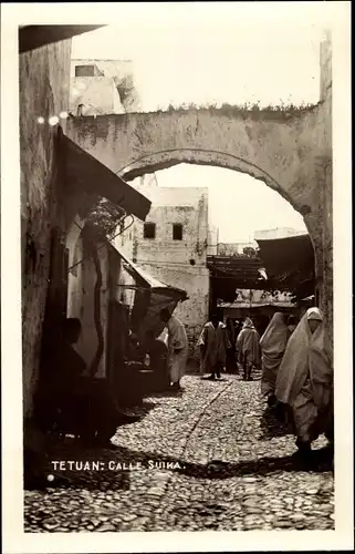 Ak Tetuan Tétouan Marokko, Calle Suika, Straßenpartie, Marokkaner