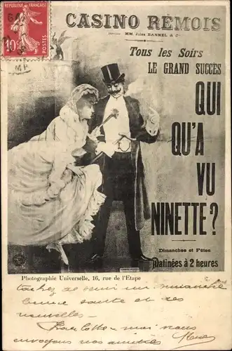 Ak Casino Remois, Qui Qu'a vu Ninette, Theaterplakat