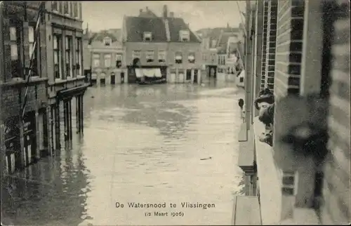 Ak Vlissingen Zeeland Niederlande, De Watersnood 1906, Hochwasser