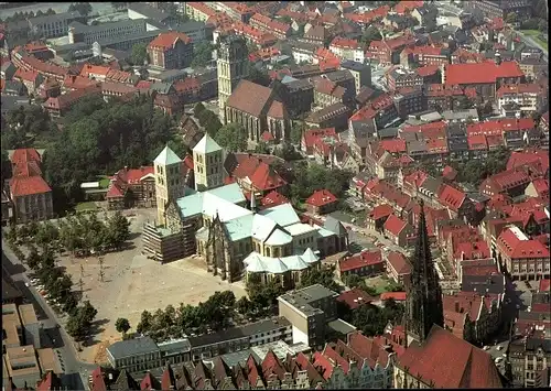 Ak Münster in Westfalen, Dom, Altstadt, Fliegeraufnahme