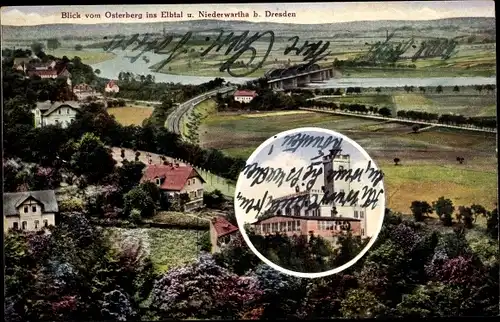 Ak Dresden Cossebaude, Osterberg, Elbtal und Niederwartha, Panorama