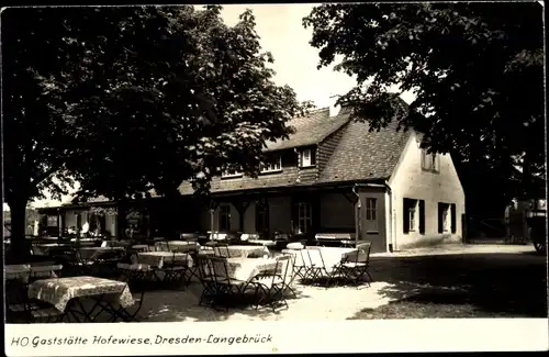 Ak Dresden Langebrück, HO Gaststätte Hofewiese, Garten