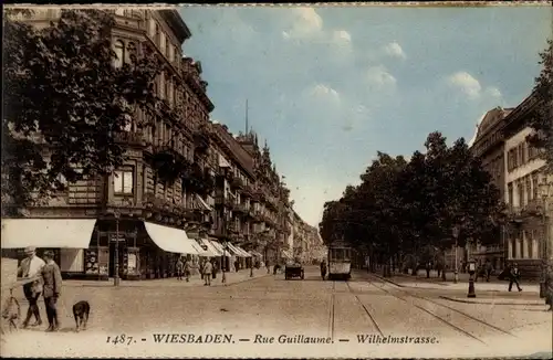 Ak Wiesbaden in Hessen, Wilhelmstraße, Straßenbahn