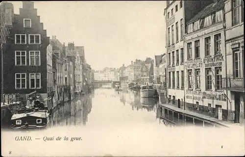 Ak Gand Gent Ostflandern, Quai de la grue