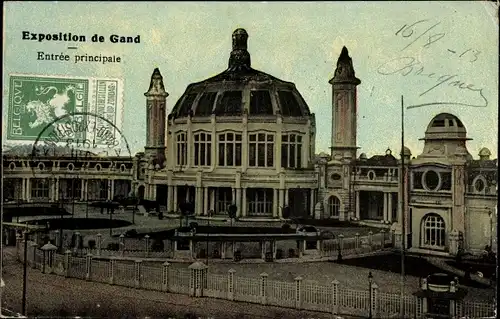 Ak Gand Gent Ostflandern, Exposition Internationale 1913, Entrée principale