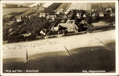 Ak Wyk auf Föhr Nordfriesland, Südstrand, Fliegeraufnahme