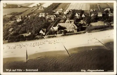 Ak Wyk auf Föhr Nordfriesland, Südstrand, Fliegeraufnahme