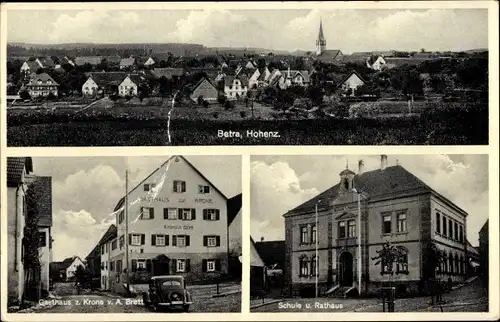 Ak Betra Horb am Neckar, Ortsansicht, Gasthaus zur Krone v. A. Brett, Schule und Rathaus