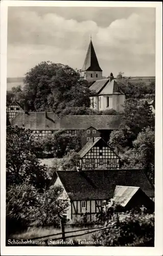 Ak Schönholthausen Finnentrop im Sauerland, Ortspartie, Kirche, Gasthof und Fremdenheim H. Steinhoff