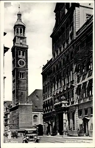 Ak Augsburg in Schwaben, Rathaus mit Perlach