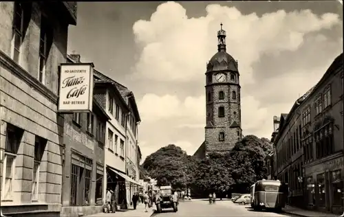 Ak Sangerhausen im Südharz, Straße der DSF, HO Gaststätte Tanz Café, Omnibus